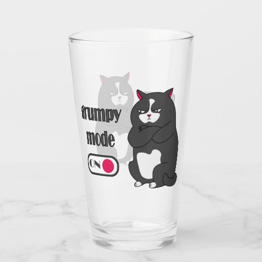 Grumpy mode on funny fat cat glas (Achterkant)