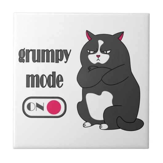 Grumpy mode on funny fat cat tegeltje (Voorkant)