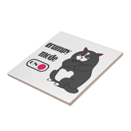 Grumpy mode on funny fat cat  tegeltje (Zijkant)