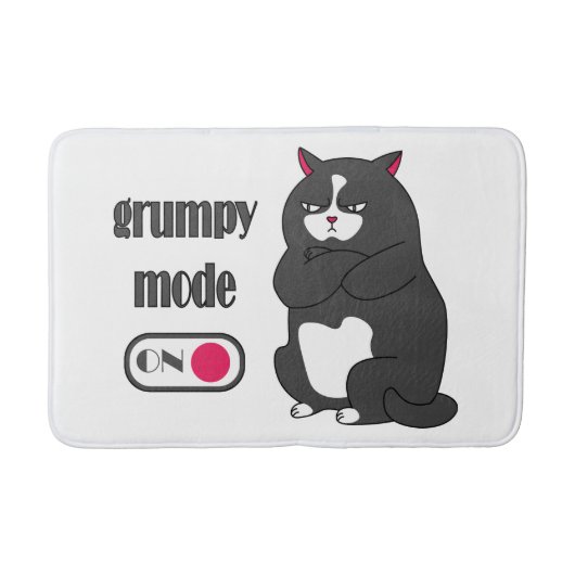 Grumpy mode op een rare vetkat badmat (Voorkant)