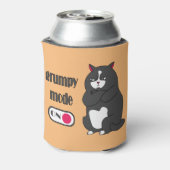 Grumpy mode op een rare vetkat blikjeskoeler (Blikje Achterkant)
