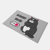 Grumpy mode op een rare vetkat deurmat (Schuin)