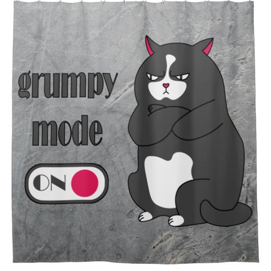 Grumpy mode op een rare vetkat douchegordijn (Voorkant)