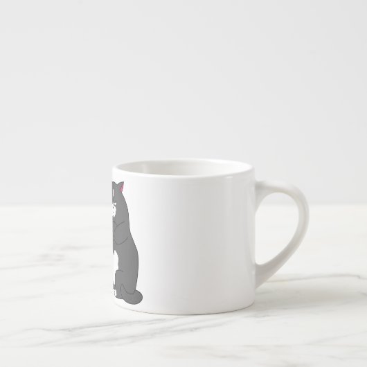 Grumpy mode op een rare vetkat espresso kop (Rechts)