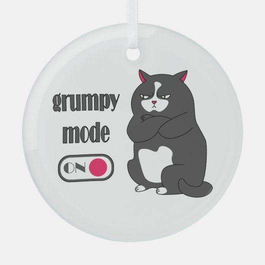 Grumpy mode op een rare vetkat glas ornament (Voorkant)