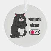 Grumpy mode op een rare vetkat glas ornament (Achterkant)