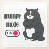 Grumpy mode op een rare vetkat glazen onderzetter (Voorkant)