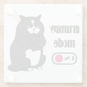 Grumpy mode op een rare vetkat glazen onderzetter (Achterkant)