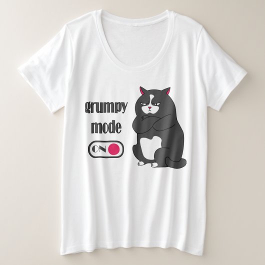 Grumpy mode op een rare vetkat grote maat t-shirt (Design voorkant)