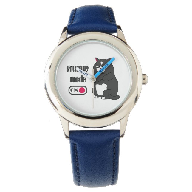 Grumpy mode op een rare vetkat horloge (Voorkant)