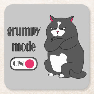 Grumpy mode op een rare vetkat kartonnen onderzetters