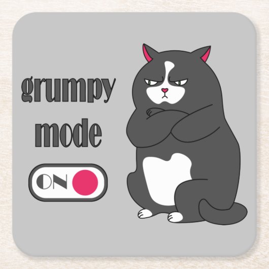 Grumpy mode op een rare vetkat kartonnen onderzetters (Voorkant)