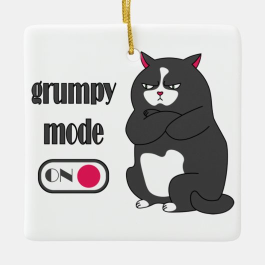 Grumpy mode op een rare vetkat keramisch ornament (Voorkant)