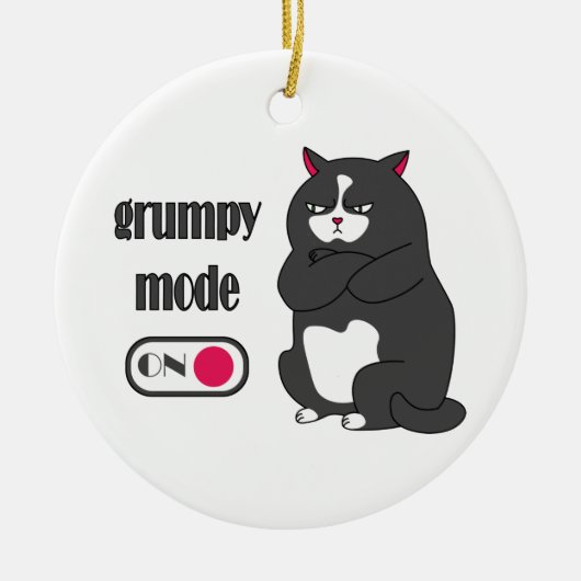 Grumpy mode op een rare vetkat keramisch ornament (Voorkant)