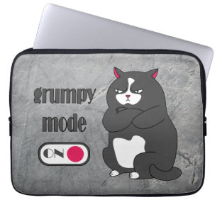 Grumpy mode op een rare vetkat laptop sleeve