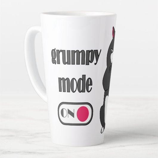 Grumpy mode op een rare vetkat latte mok (Linkerhoek)