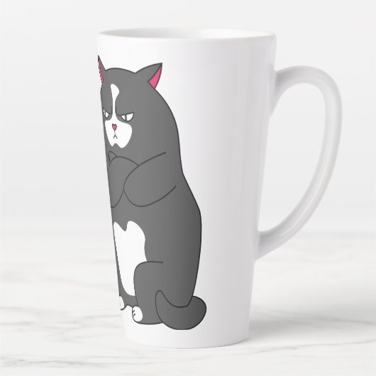 Grumpy mode op een rare vetkat latte mok (Rechts)