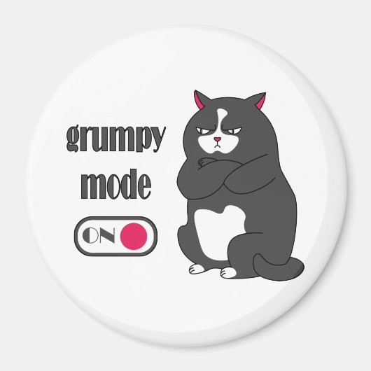 Grumpy mode op een rare vetkat magneet (Voorkant)