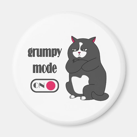 Grumpy mode op een rare vetkat magneet (Voorkant)