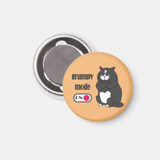 Grumpy mode op een rare vetkat magneet (Voorkant / Achterkant)