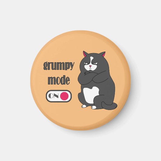 Grumpy mode op een rare vetkat magneet (Voorkant)