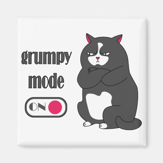 Grumpy mode op een rare vetkat magneet (Voorkant)