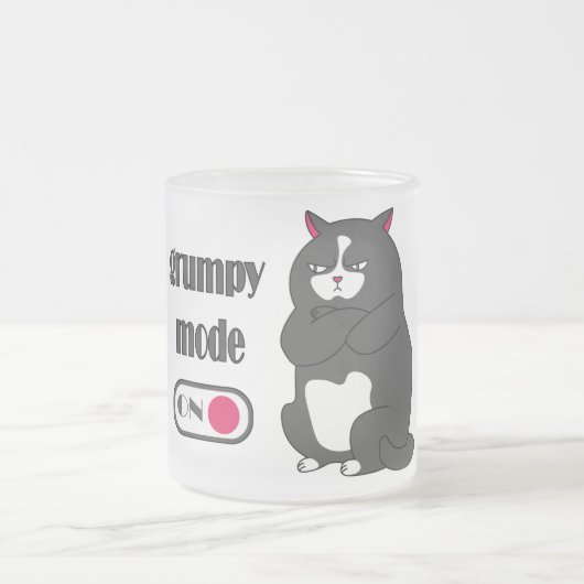 Grumpy mode op een rare vetkat matglas koffiemok (Center)