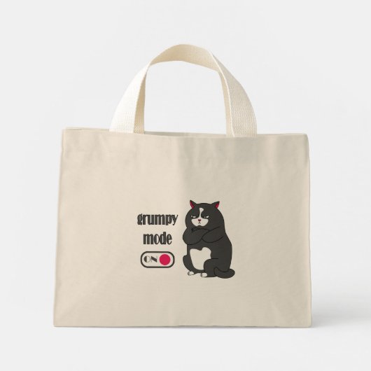 Grumpy mode op een rare vetkat mini tote bag (Achterkant)
