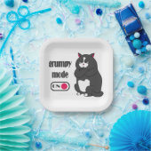 Grumpy mode op een rare vetkat papieren bordje (Feest)