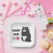 Grumpy mode op een rare vetkat papieren bordje (Feest)
