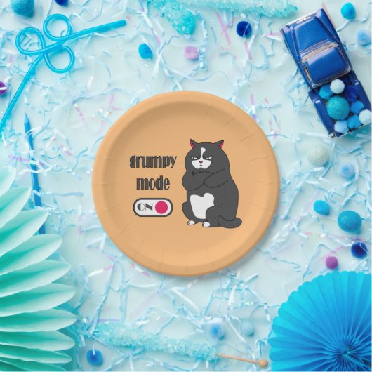 Grumpy mode op een rare vetkat papieren bordje (Feest)