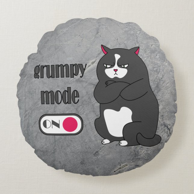 Grumpy mode op een rare vetkat rond kussen (Voorkant)