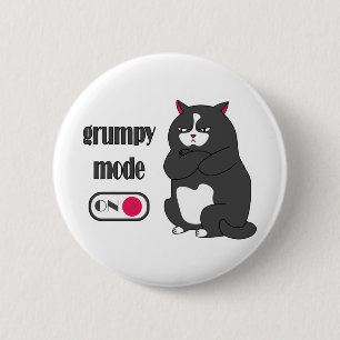 Grumpy mode op een rare vetkat ronde button 5,7 cm