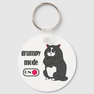 Grumpy mode op een rare vetkat sleutelhanger