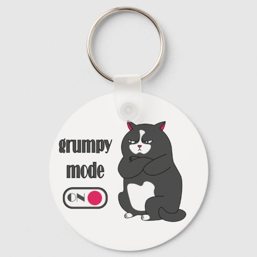 Grumpy mode op een rare vetkat sleutelhanger (Voorkant)
