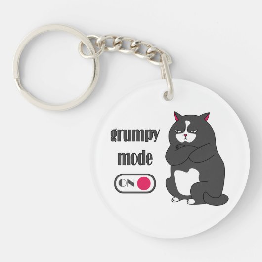 Grumpy mode op een rare vetkat sleutelhanger (Voorkant)