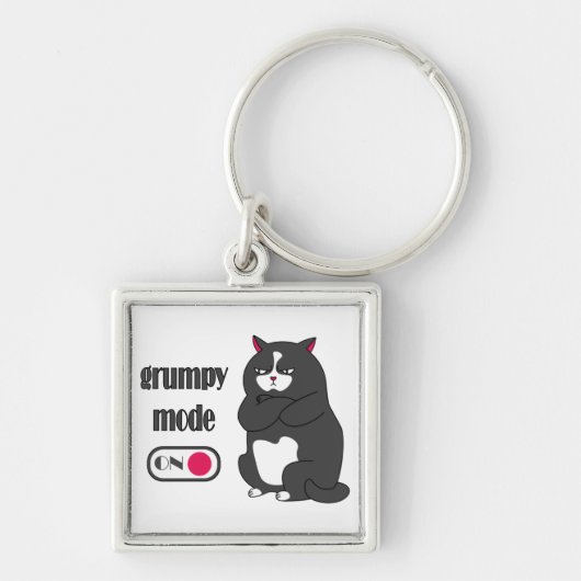 Grumpy mode op een rare vetkat sleutelhanger (Voorkant)
