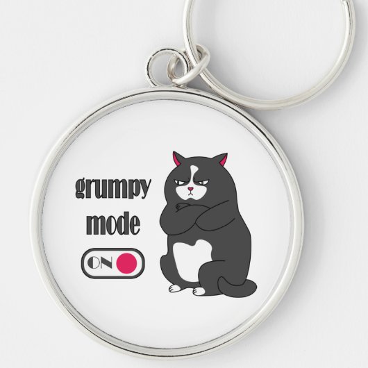 Grumpy mode op een rare vetkat sleutelhanger (Voorkant)