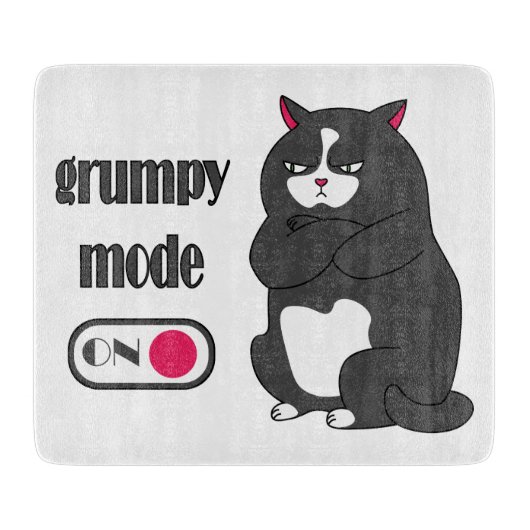 Grumpy mode op een rare vetkat snijplank (Voorkant)