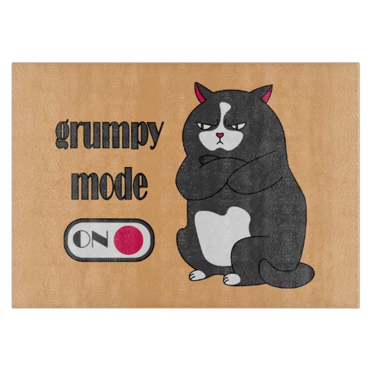 Grumpy mode op een rare vetkat snijplank (Voorkant)