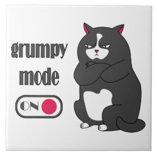 Grumpy mode op een rare vetkat tegeltje