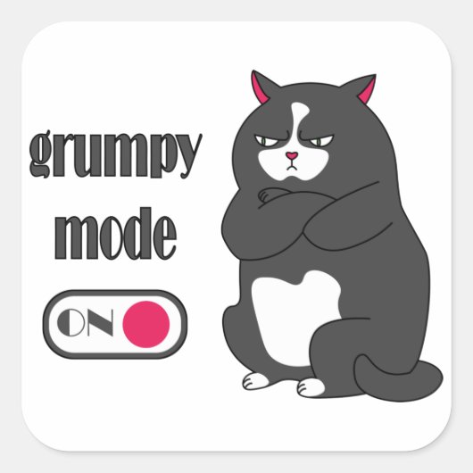 Grumpy mode op een rare vetkat vierkante sticker (Voorkant)