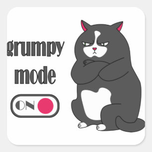 Grumpy mode op een rare vetkat vierkante sticker