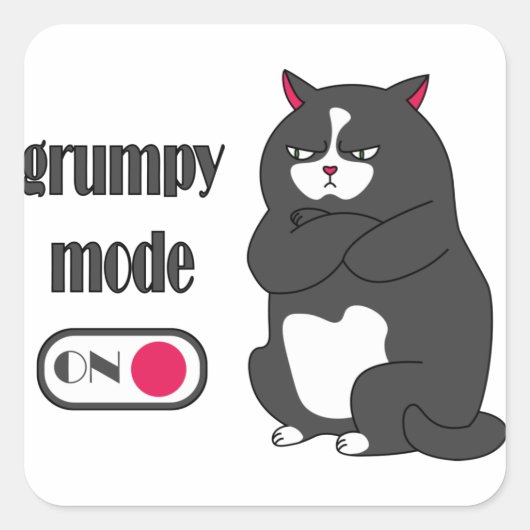 Grumpy mode op een rare vetkat vierkante sticker (Voorkant)