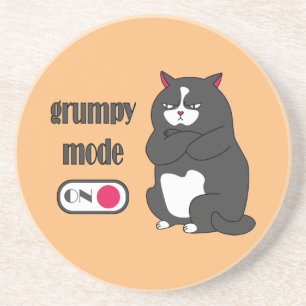 Grumpy mode op een rare vetkat zandsteen onderzetter