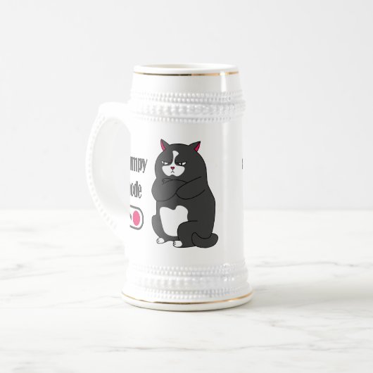 Grumpy mode op grappig kattenbier bierpul (Voorkant links)