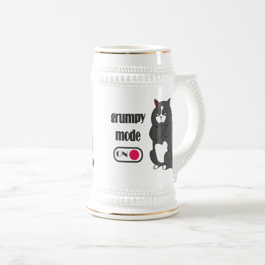 Grumpy mode op grappig kattenbier bierpul (Voorkant rechts)