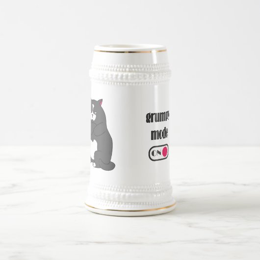 Grumpy mode op grappig kattenbier bierpul (Center)