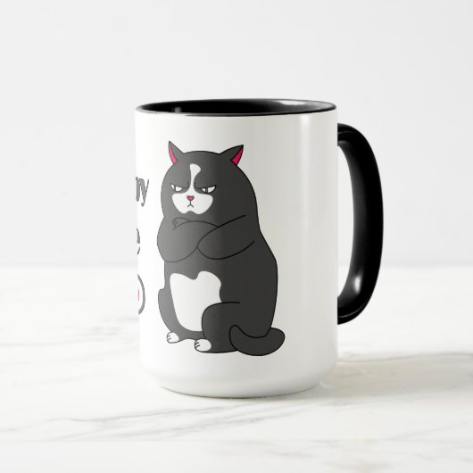 Grumpy mode op mok met gefrituurde kattenkoffie (Voorkant rechts)