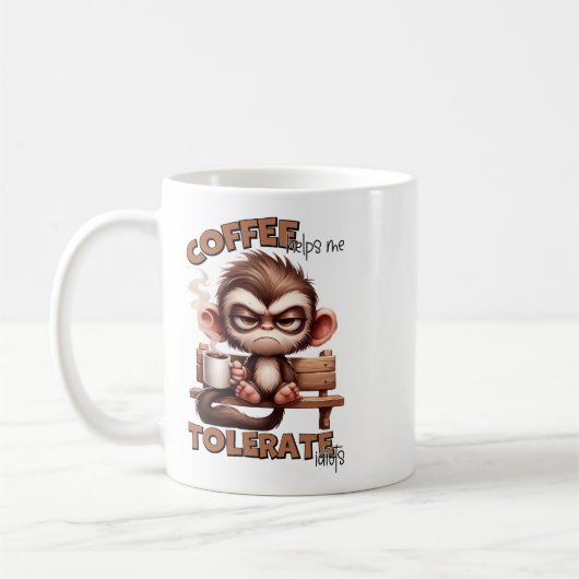 Grumpy Monkey "Koffie helpt me om idioten te toler Koffiemok (Links)